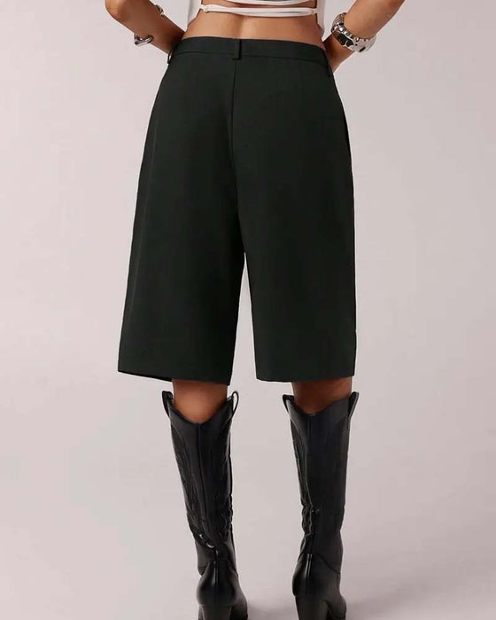 Blazer Hose Bermuda Gerades Bein Tasche Lässig