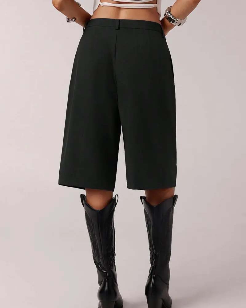 Blazer Hose Bermuda Gerades Bein Tasche Lässig