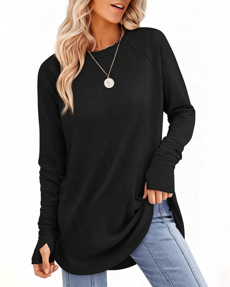 Oberteil Locker Rundhals Raglan Langarm