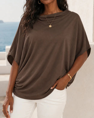 Bluse Drapierter Kragen Einfarbig