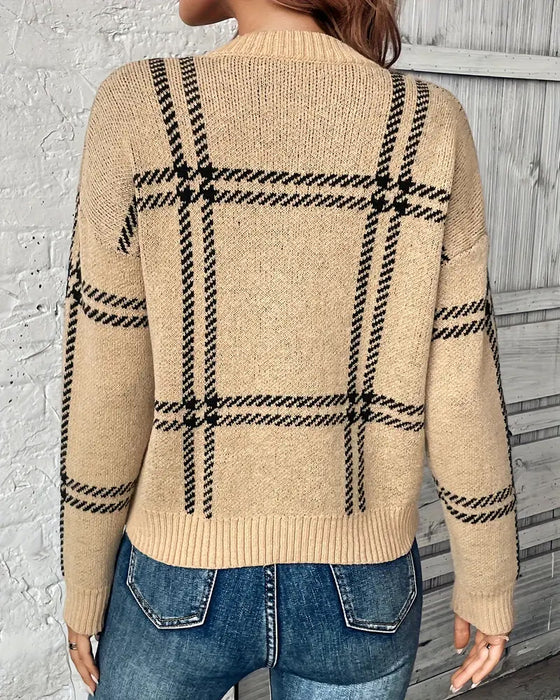 Pullover Langarmig Karo Pullover