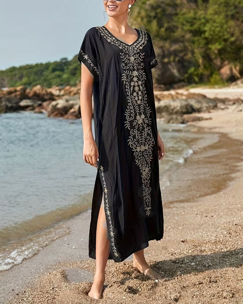 Kleid Ethno-Stil Retro Kurzarm