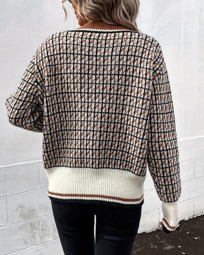 Cardigan Vintage Karo Knopfleiste