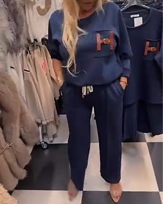Set Casual-Sweatshirt mit Gerade-Bein-Hose