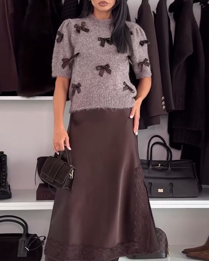 Pullover mit Schleifendeko und Rundhalsausschnitt