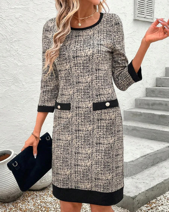 Kleid lässig Rundhals schmal knielang