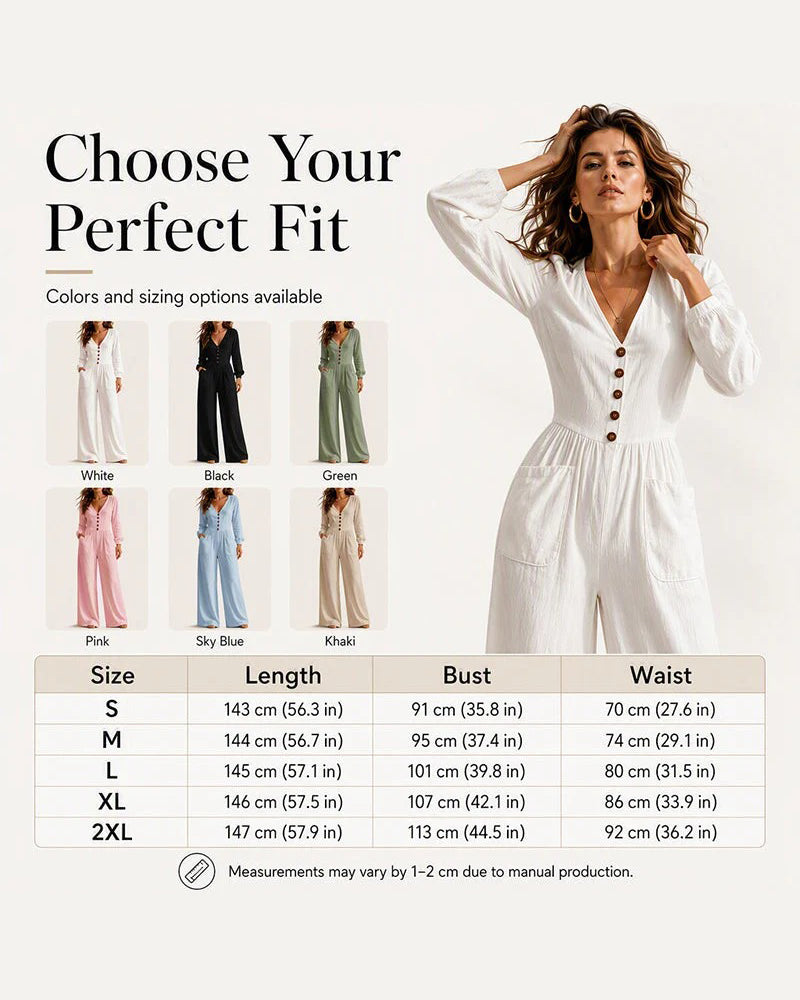 Jumpsuit Casual Tasche Langarm