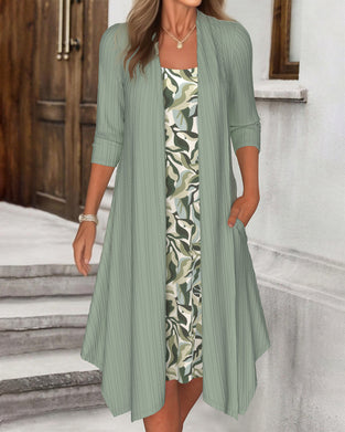 Kleid Unregelmäßig Falsch Zweiteilig Gedruckt