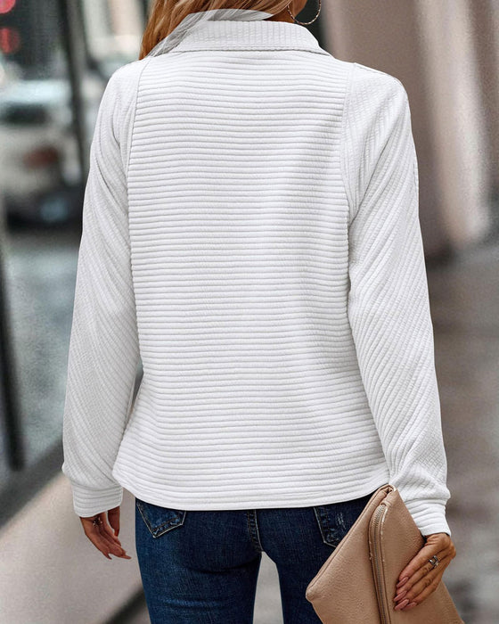 Pullover Mit Einfärbigem Design Und Reißverschluss