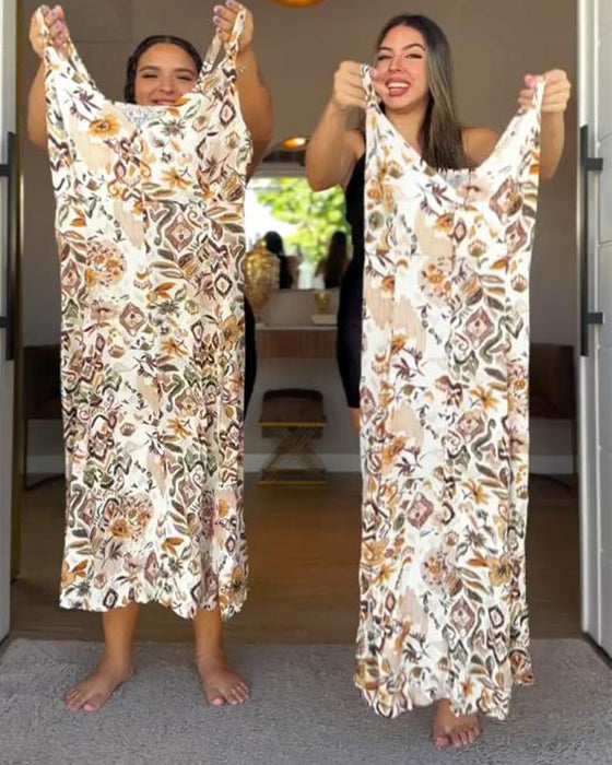 Kleider Sling Resort Print Maxi