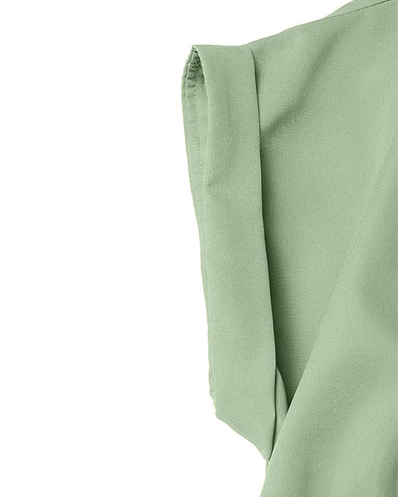 Kleid A-Linie Bindung Hohe Taille Knopf