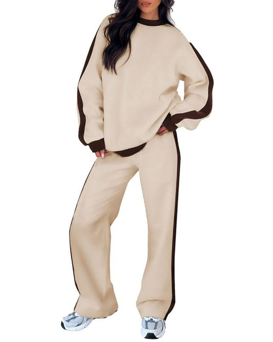 Set Seiten-Farbblock Rundhalsausschnitt Sweatshirt