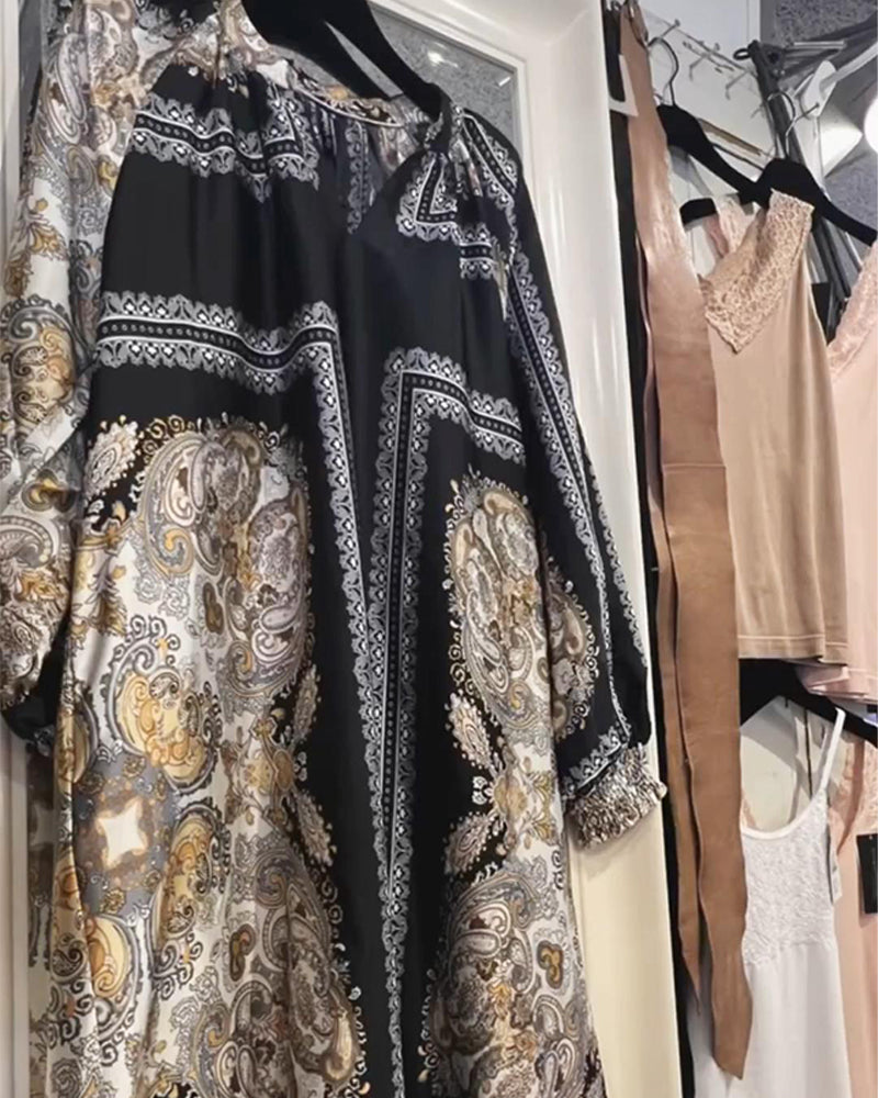 Kleid V-Ausschnitt Locker Gedruckt