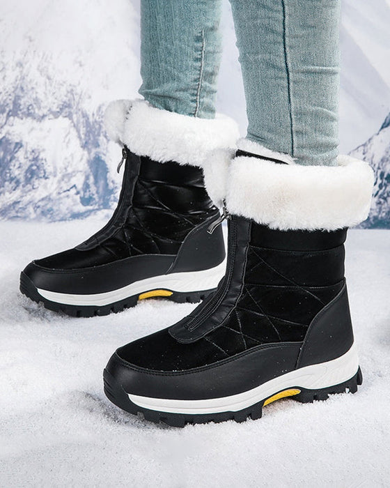 rutschfeste warme Schneestiefel mit Reißverschluss für Damen