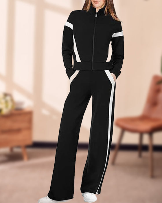 Zweiteilig Set Mit Sporty - Casual Stil Merkmalen Von Jacke Und Hosen