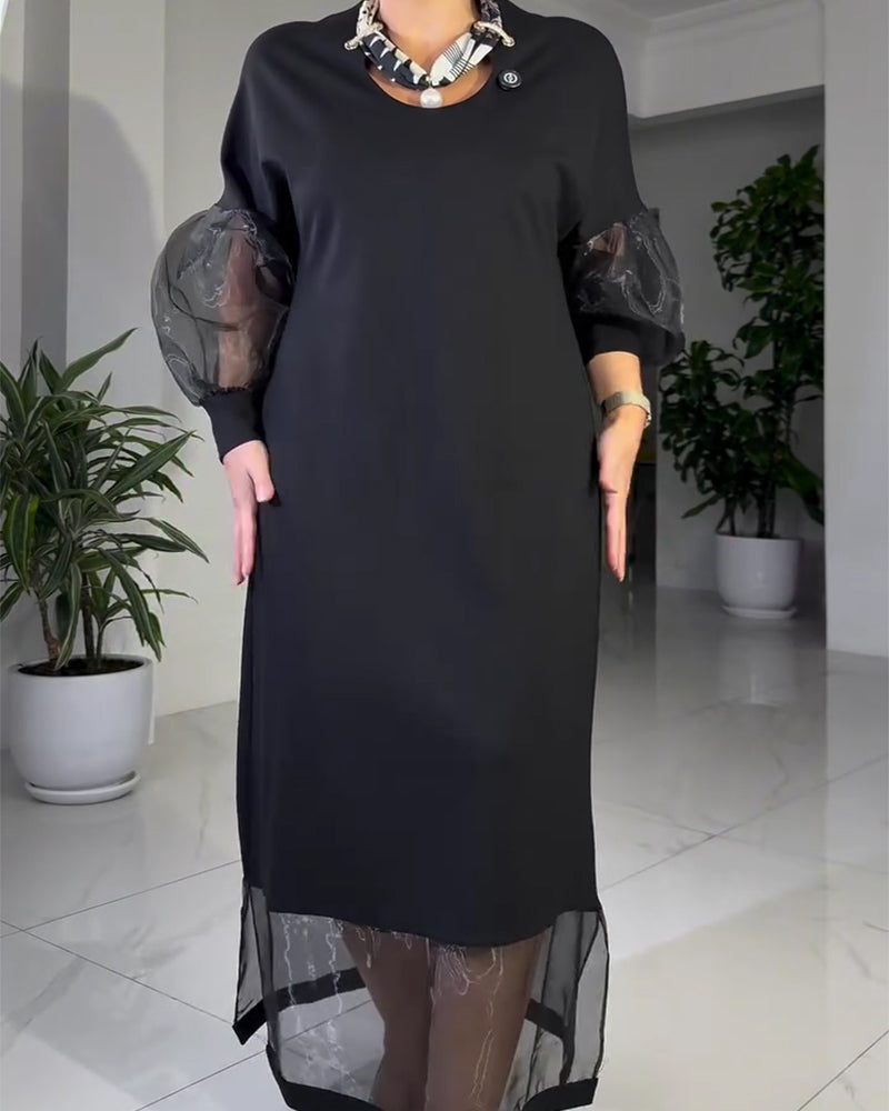 Kleid U-Ausschnitt Netz Patchwork Modisch