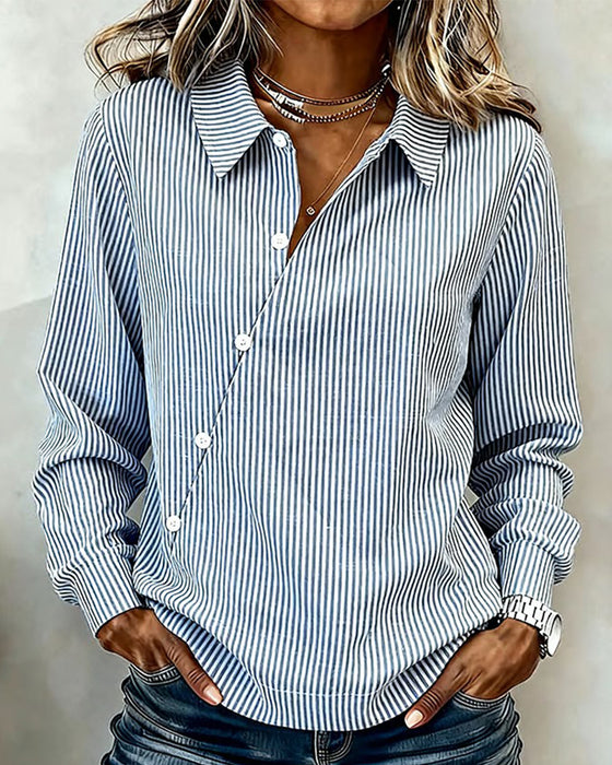 Bluse ein asymmetrisch geknöpft gestreift