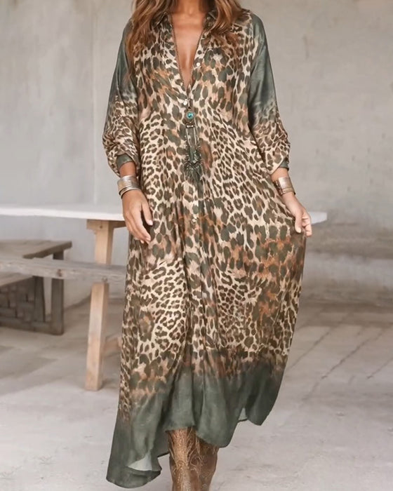 Kleid Stilvoll Leopard Weiter Rock