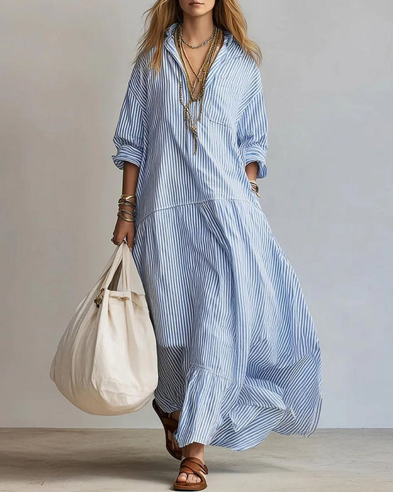 Kleid Modisch Gestreift Lang
