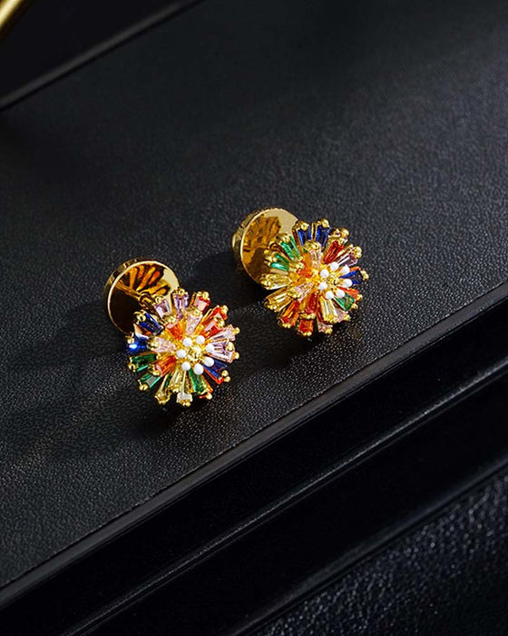 Bunte Feuerwerk Ohrstecker 💎 Zirkonia Design & Minimalistisch Elegant
