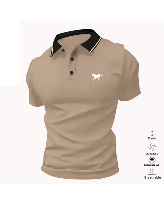 Herren-T-Shirt Mit Revers, Kurzarm