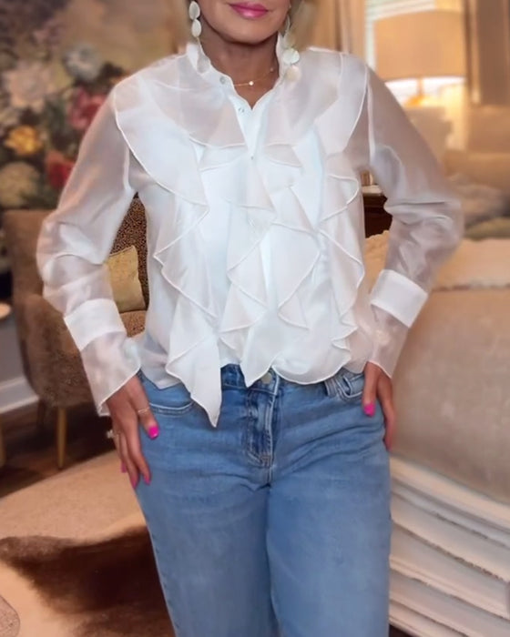 Bluse elegant einfarbig gerüscht