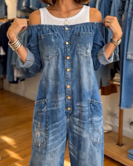 Jumpsuit Langarm Farbblock