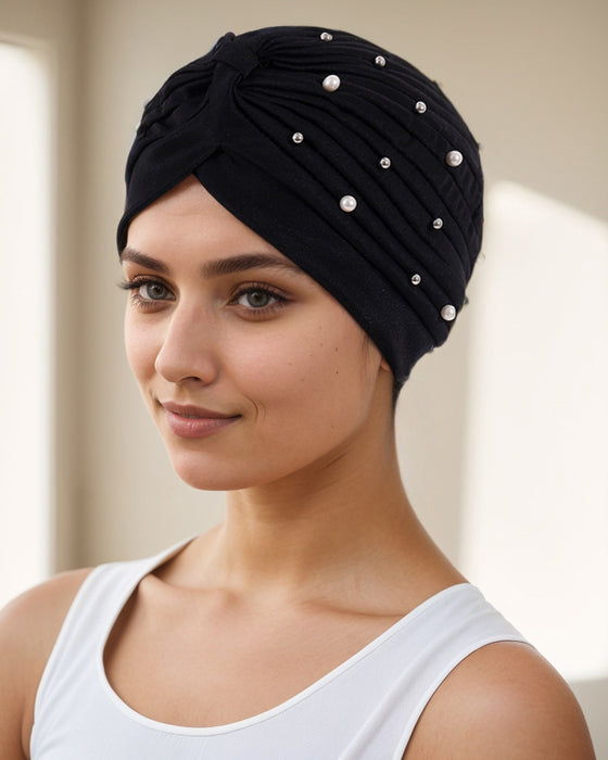 Hut Perle Plissiert Vorgebunden Turban