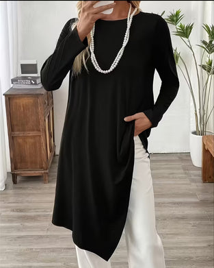 Top Asymmetrisch Midilänge Unifarben