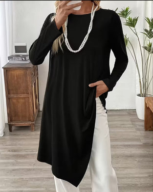 Top Asymmetrisch Midilänge Unifarben