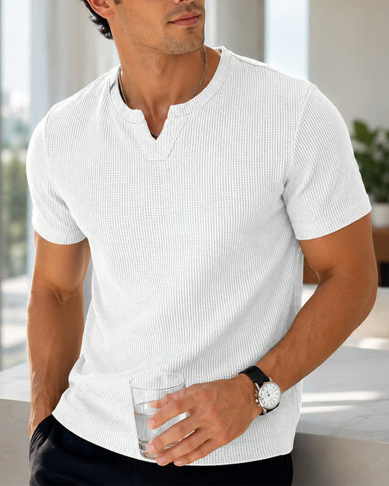 Herren Freizeit T-Shirt Mit Waffelstruktur