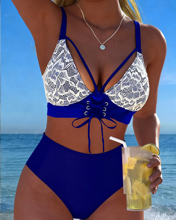 Bikini Spitze Patchwork Binden-Seite