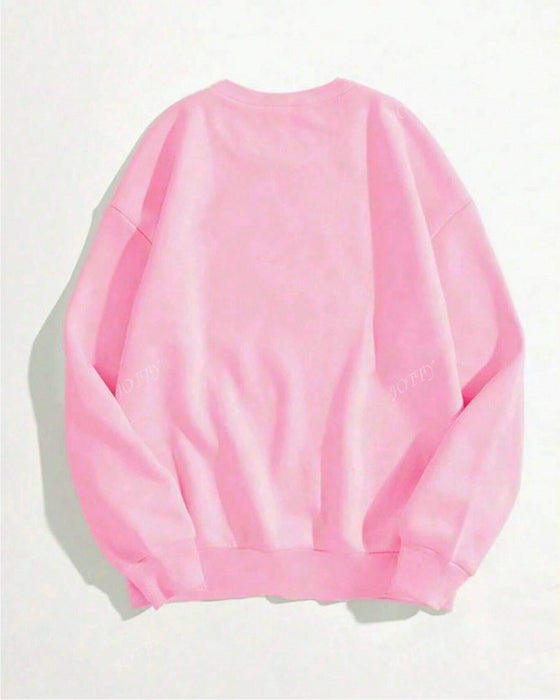 Locker Geschnittener Weihnachtsprint-Pullover