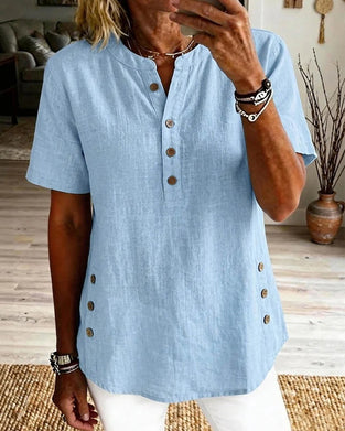 Bluse Unifarben Locker geschnitten Kurzarm