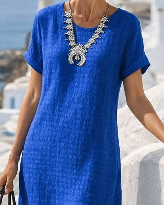Kleid Kurzarm Schlitz gerade