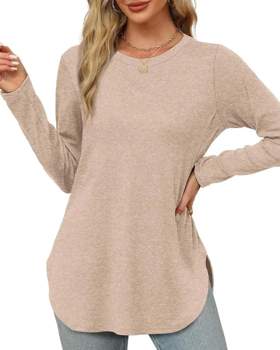 Einfarbiges Langarm‑Top