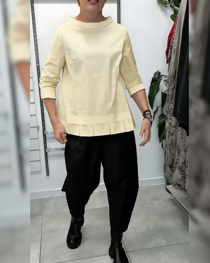 100% Baumwolle Bluse weiter Kragen uni lässig