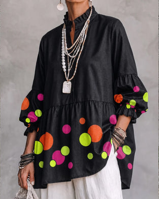 Buntes Tupfenmuster Bluse