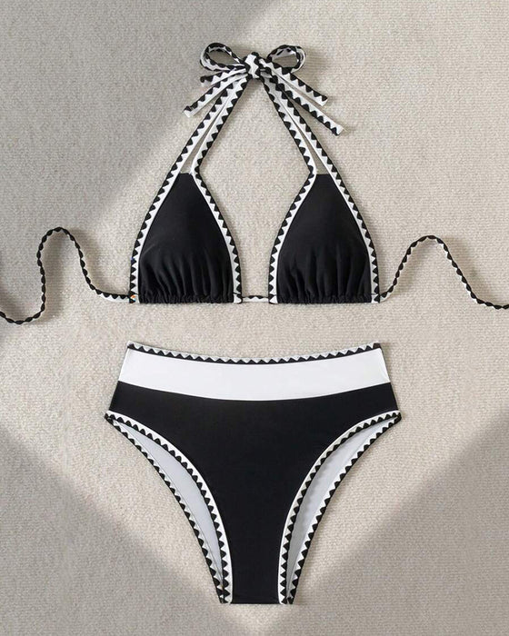 Bikini Sexy Kontrastfarbe Geteilt Dreieck