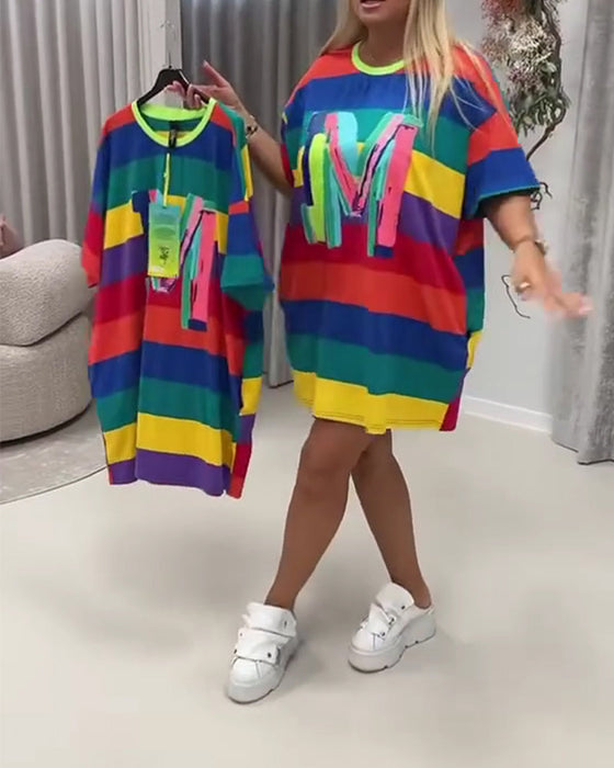 Kleid Regenbogen Gestreift Buchstabe