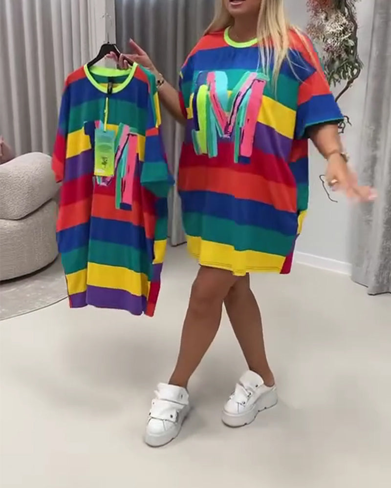 Kleid Regenbogen Gestreift Buchstabe