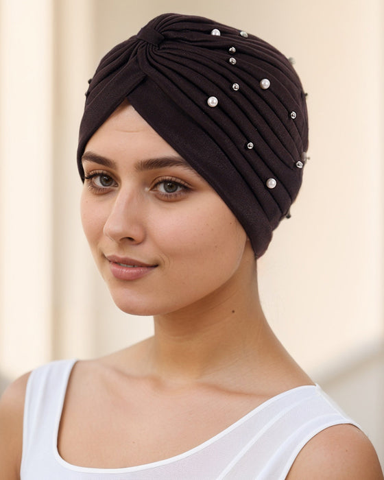 Hut Perle Plissiert Vorgebunden Turban