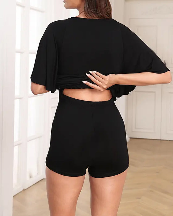 Kleid V-Ausschnitt Taillenbetonender Overall