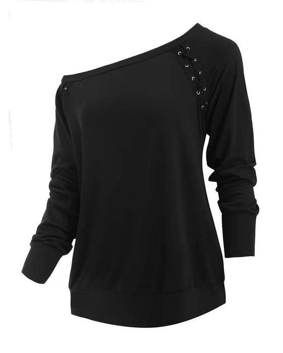 Bluse Stilvoll Ein-Schulter Binden