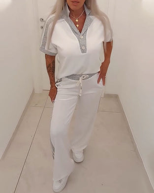 Set Farbblock Camp Kragen Lässig