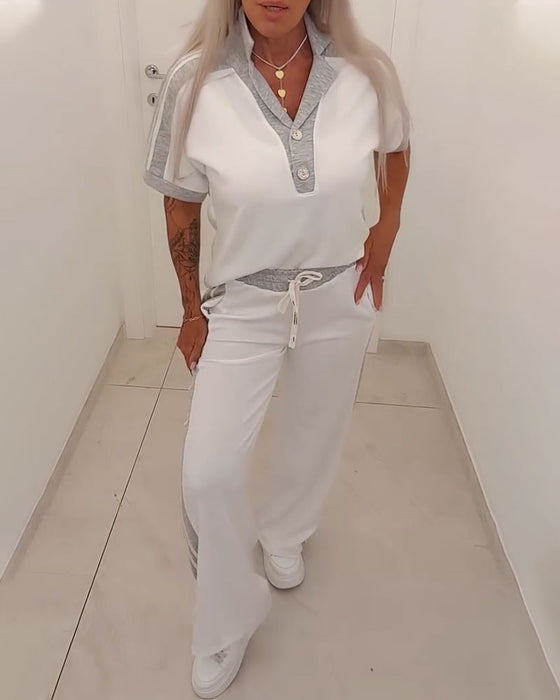 Set Farbblock Camp Kragen Lässig