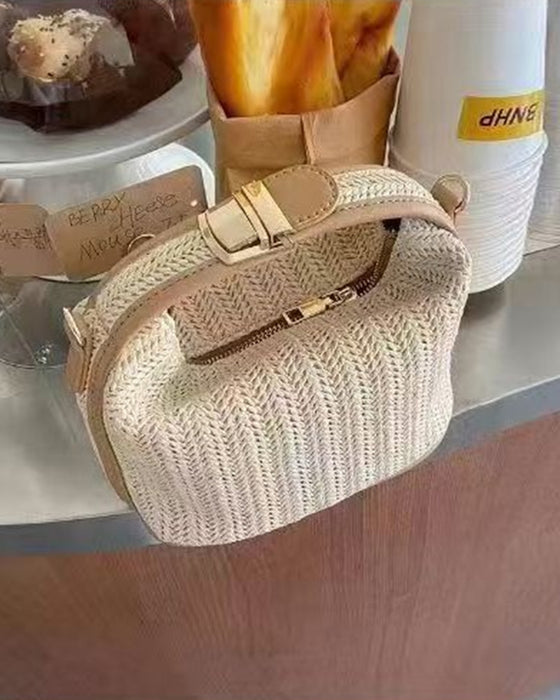 Strohgeflochtene Brotdosentasche
