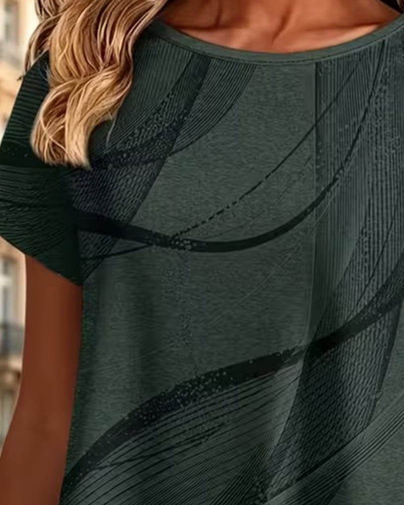 T-Shirt Kurzarm Asymmetrischer Saum