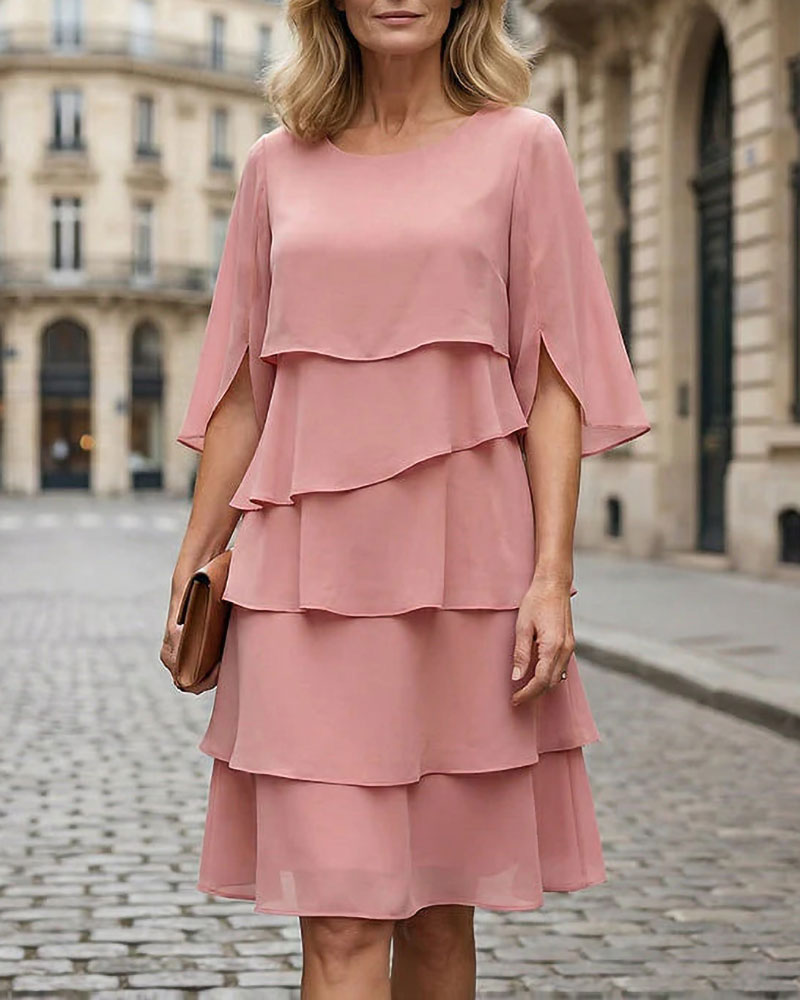 Kleid Locker Runder Halsausschnitt Kuchen