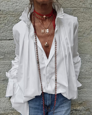 Hemd Plissiert Mandarin-Kragen Designer Mode
